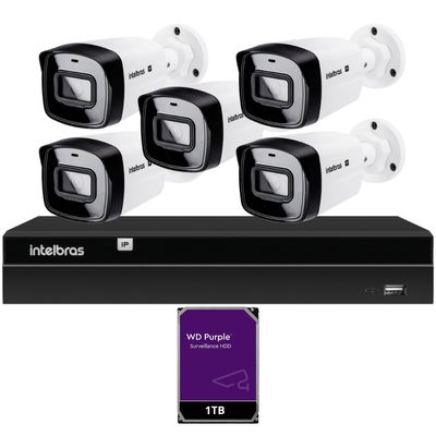 Kit Nvr Intelbras Nvd 1408P HD 1Tb purple 5 Câmeras Ip Vipc