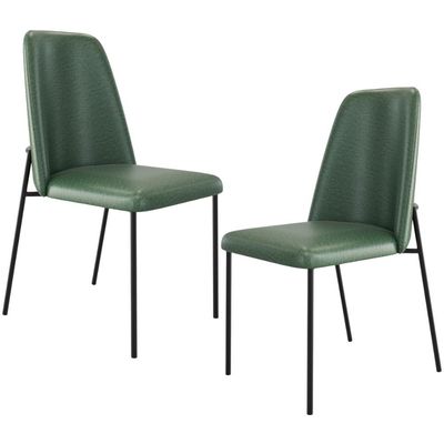 Kit 02 Cadeiras Decorativa Estofada Para Sala De Jantar Bella L02 Couríssimo Verde - Lyam Decor