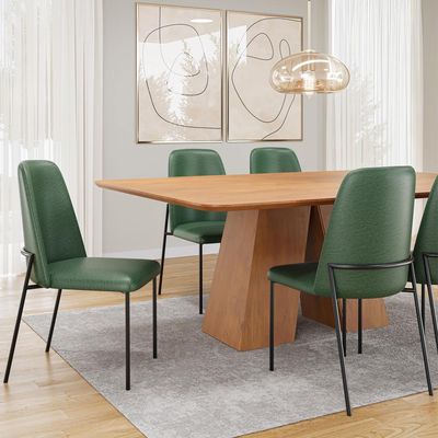 Kit 02 Cadeiras Decorativa Estofada Para Sala De Jantar Bella L02 Couríssimo Verde - Lyam Decor