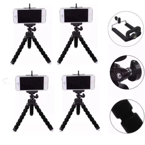 kit 4 Mini Tripé De Mesa + Suporte Para Celular Flexivel Kit Youtuber