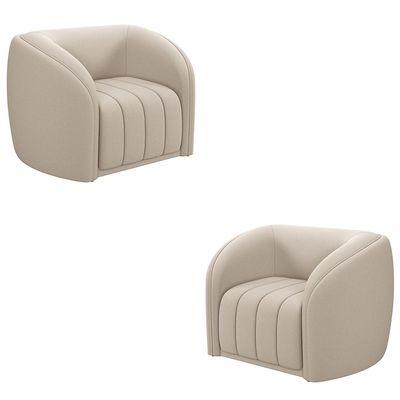 Kit 2 Poltronas Decorativas Sala de Estar Adam Veludo Bege G45 - Gran Belo