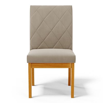 Kit 4 Cadeiras de Sala de Jantar Estofadas Gomes Madeira Maciça Suede Bege G78 - Gran Belo