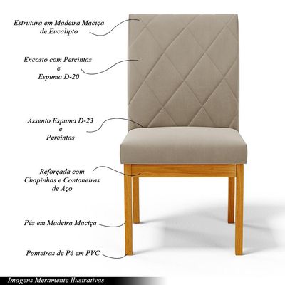 Kit 4 Cadeiras de Sala de Jantar Estofadas Gomes Madeira Maciça Suede Bege G78 - Gran Belo