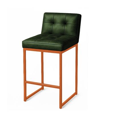 Banqueta Cozinha Alta com Encosto Industrial Bronze Lirina PU Verde C05 - D'Rossi