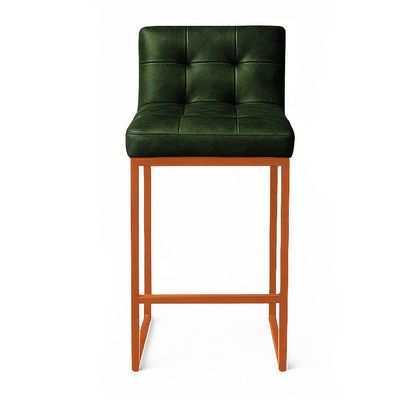 Banqueta Cozinha Alta com Encosto Industrial Bronze Lirina PU Verde C05 - D'Rossi