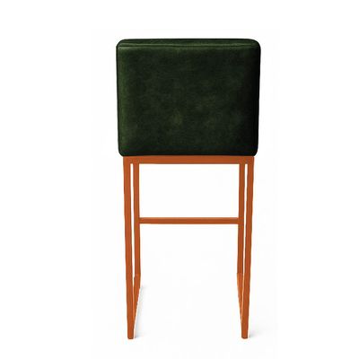 Banqueta Cozinha Alta com Encosto Industrial Bronze Lirina PU Verde C05 - D'Rossi