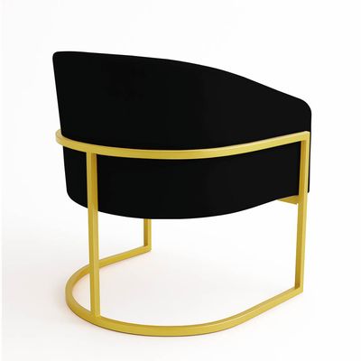 Poltrona Sala Decorativa Industrial Dourada Kit 2 Arielle Suede Preto D03 - D'Rossi