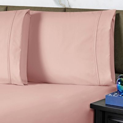 Jogo de Cama Lençol Queen Conforto Percal 300 Fios 3 Peças - Rosê