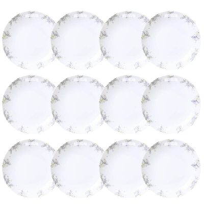 Jogo 12 Pratos Fundos Porcelana Branca Decorada Tramontina Fogli 21cm Mesa Posta Buffet Eventos