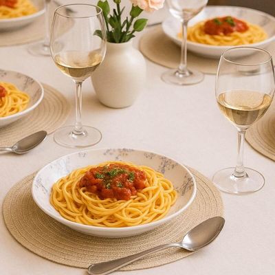 Jogo 12 Pratos Fundos Porcelana Branca Decorada Tramontina Fogli 21cm Mesa Posta Buffet Eventos