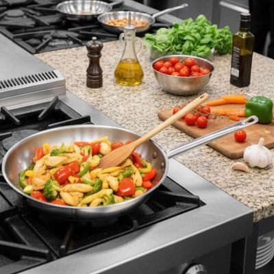 Jogo de Panelas 3 Peças Brinox Profissional Inox 24cm Fundo Triplo com Tampa Cozinha Industrial