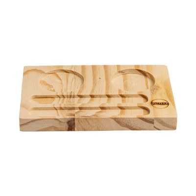 Conjunto Patezeira Wooden Glow 18x12cm em Madeira Pinus com 2 Molheiras e Espátulas Vermelhas