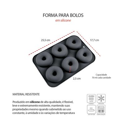 Forma de Silicone Bolo Pudim Donuts Forno Antiaderente