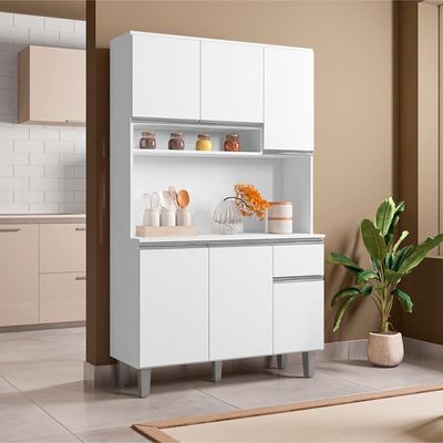 Kit Cozinha Compacta 6 Portas 105 Cm Marcia Branco Reajl Moveis Branco