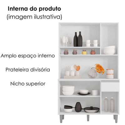 Kit Cozinha Compacta 6 Portas 105 Cm Marcia Branco Reajl Moveis Branco