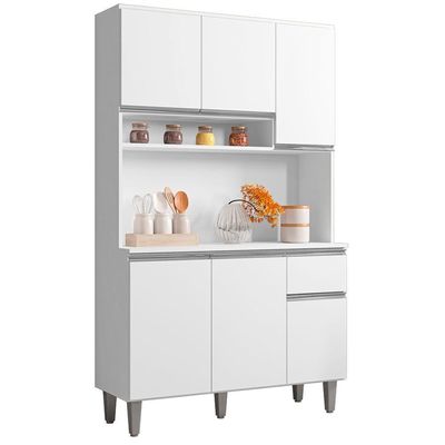 Kit Cozinha Compacta 6 Portas 105 Cm Marcia Branco Reajl Moveis Branco