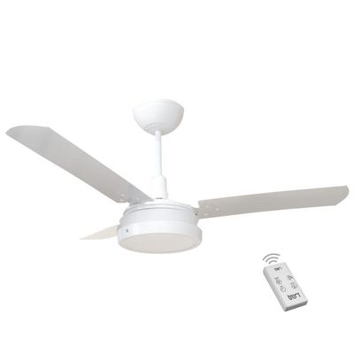 Ventilador Luz Led Branco 220V 3 Pás Brancas E Controle 220V