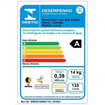 Máquina De Lavar Colormaq 14kg Branco 110V