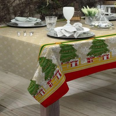 Toalha Mesa Retangular Gourmet 140x210cm Natal Árvore Raner