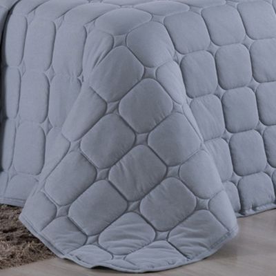 Kit Cobre Leito Colcha Livorno Casal Padrão Acolchoado Fofo Macio Malha 100% Algodão 3 Peças - Cinza