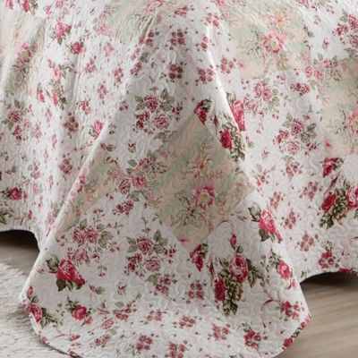 Kit Cobre Leito Colcha Mix King Estampado Dupla Face Floral 3 Peças - Isabela