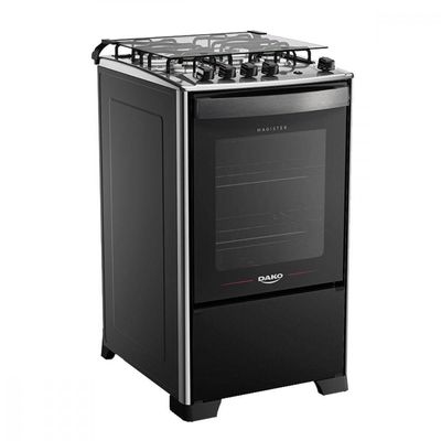 Fogão 4 Bocas Com Mesa Inox Dako Magister Preto Bivolt