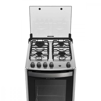 Fogão 4 Bocas Com Mesa Inox Dako Magister Preto Bivolt