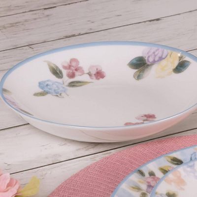 Aparelho de Jantar 20 Peças em Porcelana Decorada Tramontina Aura Mesa Posta 4 Pessoas