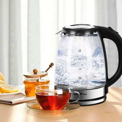 Chaleira Jarra Elétrica De Vidro Cristal Led Azul 1,8 Litros 110V