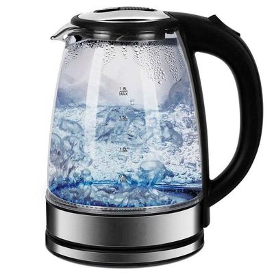 Chaleira Jarra Elétrica De Vidro Cristal Led Azul 1,8 Litros 110V