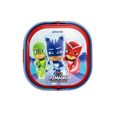 Kit 2 Marmita Com 2 Compartimentos, Trava E Alças 660ml Infantil Decorado Pj Masks