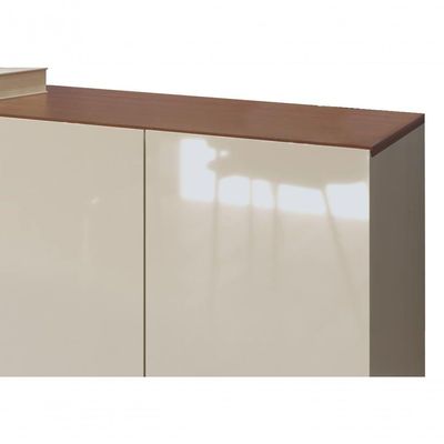Buffet Aparador Ares 3 Portas Off White Com Freijó - Moveisaqui