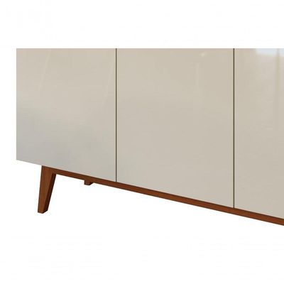 Buffet Aparador Ares 3 Portas Off White Com Freijó - Moveisaqui