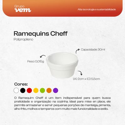 Ramequim Cheff 30ml Amarelo em Polipropileno Ramequim Cheff 30ml Amarelo em Polipropileno