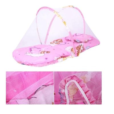 Berco Mosquiteiro Barraca Mini Cama Colchonete Bebe Tenda Portatil Colchao Dobravel Ninho Infantil Rosa Meninas