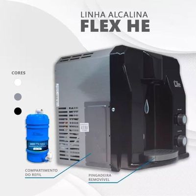 Filtro Super Água Alcalina Ionizada Gelada Flex He Top Life 220V Preto
