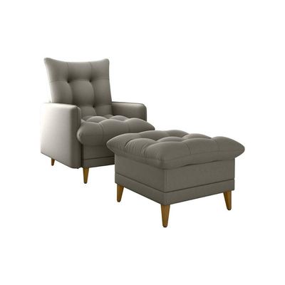 Poltrona De Amamentação Com Puff Montreal Suede Cappucino Matrix Suede Capuccino