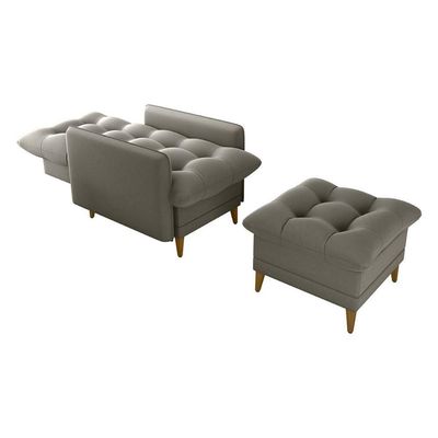 Poltrona De Amamentação Com Puff Montreal Suede Cappucino Matrix Suede Capuccino