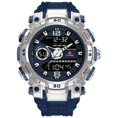 Relógio De Pulso Masculino Digital Led Multifuncional Desportivo De Quartzo Azul Escuro