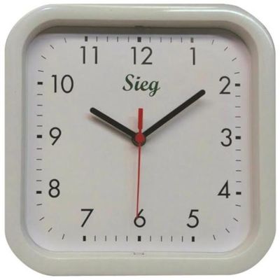 Relógio Quadrado Branco 25cm - 2302-00 - Sieg Relogio Quadrado 25cm Branco Fundo Liso