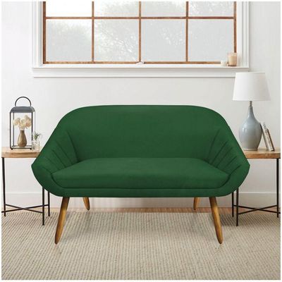 Kit 01 Namoradeira 02 Lugares E 02 Poltronas Giovana Suede sofisticado na cor Verde