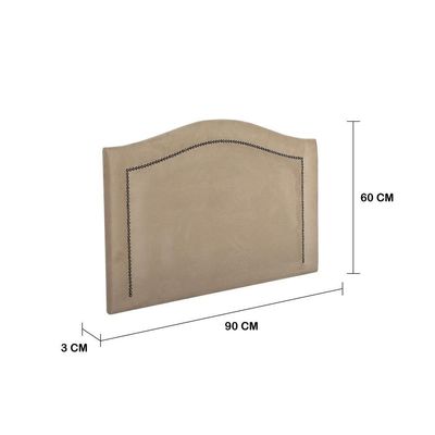 Cabeceira Solteiro Curva Luxo 90x60 Suede Bege - Tachas Fumê