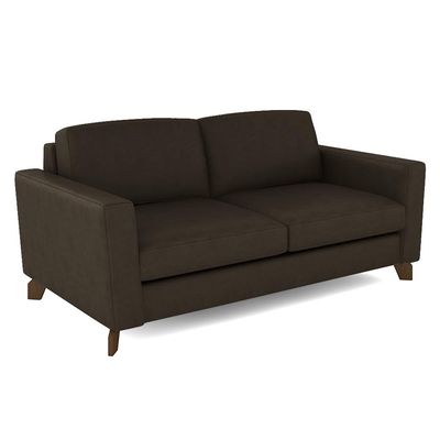 Sofá Sala de Estar Living 3 Lugares 220cm Presley Pés Madeira Veludo Marrom G52 - Gran Belo