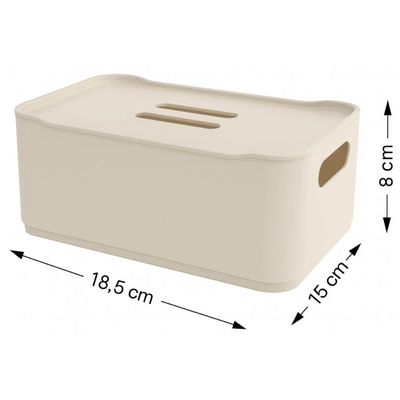 Kit 2 Caixas Organizadoras Pequenas 1,7L com Tampa Bege Coza Lavanderia Despensa