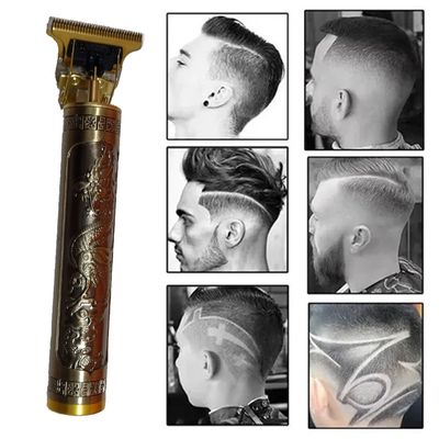 Maquina Dragão Profissional Corta Cabelo Aparar Barbas Pelos Carregamento via USB Único / Dourado