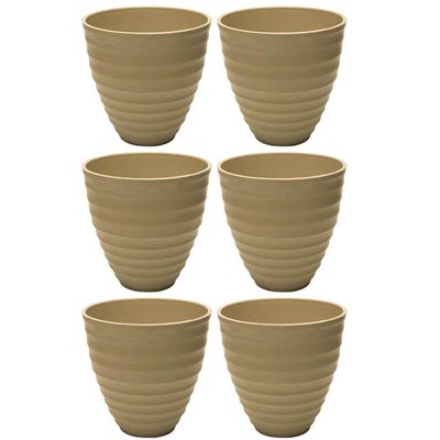 Jogo 6 Vasos Para Flores Cachepot Névoa Bege Lyor Plástico 15x7cm Decorativo
