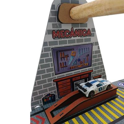 Postinho de Gasolina Brinquedo MDF Dobrável Mecânica Lava Rápido Carrinho Infantil 3+