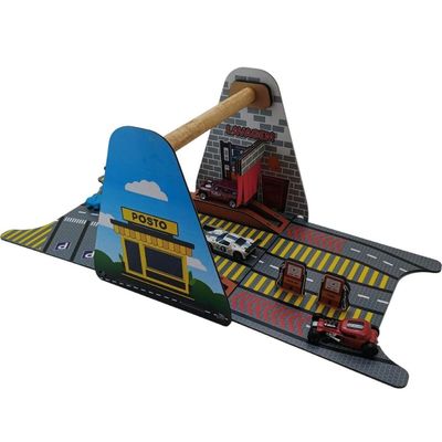 Postinho de Gasolina Brinquedo MDF Dobrável Mecânica Lava Rápido Carrinho Infantil 3+