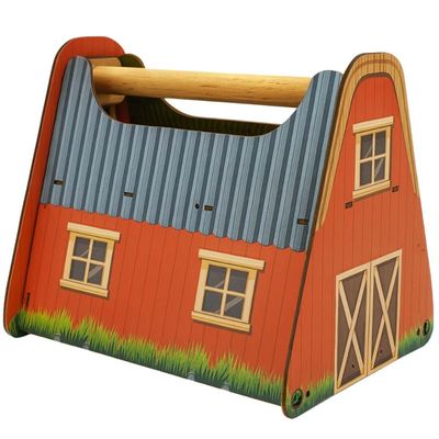 Mini Fazendinha Infantil Brinquedo Lúdico 3+ Celeiro Animais Dobrável MDF Cavalo Vaca Ovelha