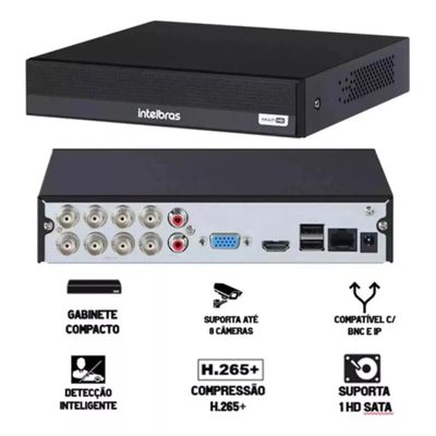Kit 6 Câmeras Intelbras 1120b Hd Dvr Mhdx 8 Canais